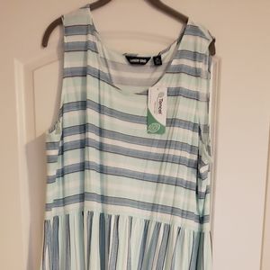 Lands End maxi tiered sundress, 2X, lightweight blue stripe, never worn with tag